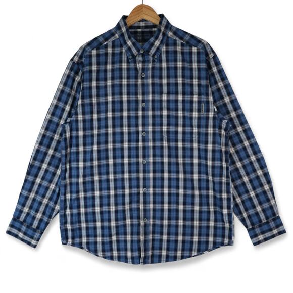 Wolverine Shirt Mens Large Blue Plaid Long Sleeve Button Down Cotton Blend - Picture 2 of 10